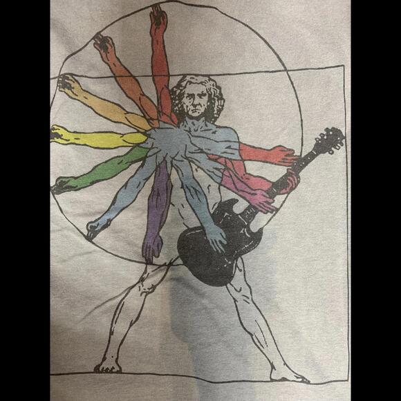 Da Vinci Guitar Unisex Small Grey Graphic T-Shirt - Picture 1 of 3